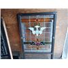 Image 2 : Hand Made Leaded Stained Glass With Dove Aprox 33" W x 41 3/4" H