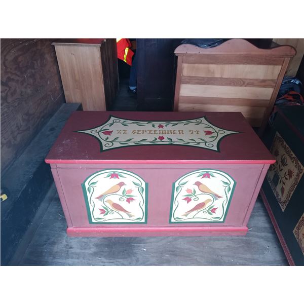 Hand Painted Wood Storage Chest