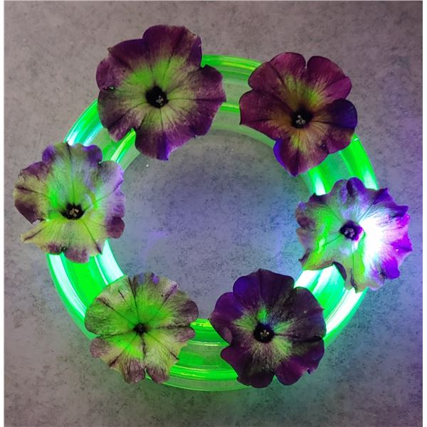 Vintage Uranium Glass Art Deco Posy Bowl