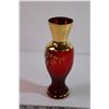 Image 2 : Czech Bohemian Red Glass Hand Painted Vase (7”)