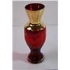 Image 3 : Czech Bohemian Red Glass Hand Painted Vase (7”)