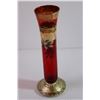 Image 3 : Czech Bohemian Red Glass Hand Painted Vase (7-3/4”)