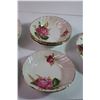 Image 4 : (15) Pieces of Ridgway “Alicia” (3-Cups 5-Saucers 4-Fruit Bowls Salt & Pepper)+ Staffordshire Plate