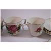 Image 8 : (15) Pieces of Ridgway “Alicia” (3-Cups 5-Saucers 4-Fruit Bowls Salt & Pepper)+ Staffordshire Plate