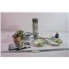 Image 1 : (3) Enamelware Mugs, Bread Tube, (3) Mirror Coasters +Misc