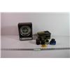 Image 1 : Chiquita 1980 Olympic Winter Games World Clock + Tin w/ 3 Bottles of Ink and Pencil Sharpener