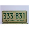 Image 2 : Pair of 1974 Saskatchewan Licence Plates