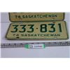Image 3 : Pair of 1974 Saskatchewan Licence Plates