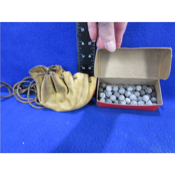 50 Cal. .490" Hornady Lead Balls and Leather Pouch