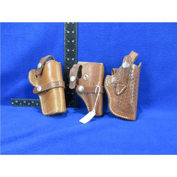 3 Leather Handgun Hip Holsters