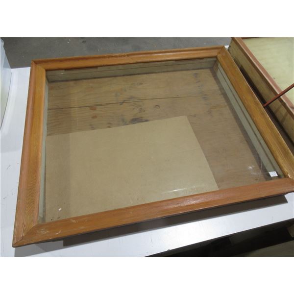 2 Wood Display Cases - 26" x 21 3/4" x 3"
