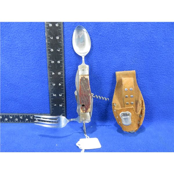 Vintage Camping Knife with Spoon and Fork