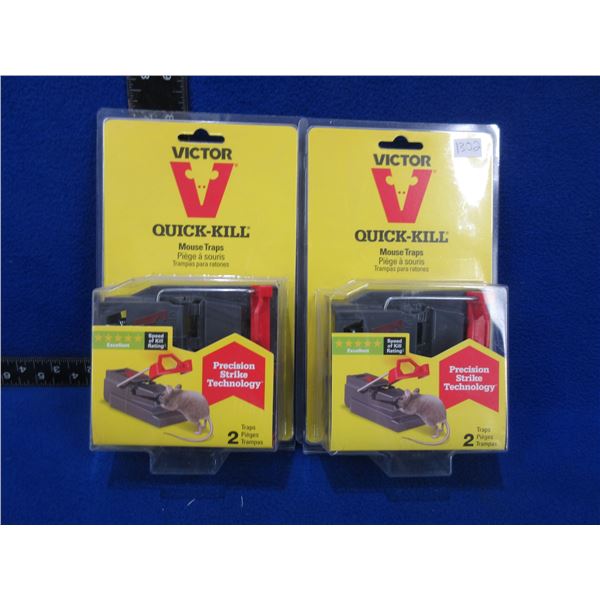 New - Victor Quick-Kill Mouse Traps - 2 Packs of 2
