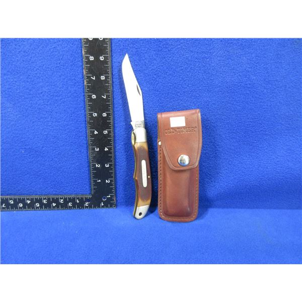 Old Timer Locking Blade Folding Knife with Leather Sheath