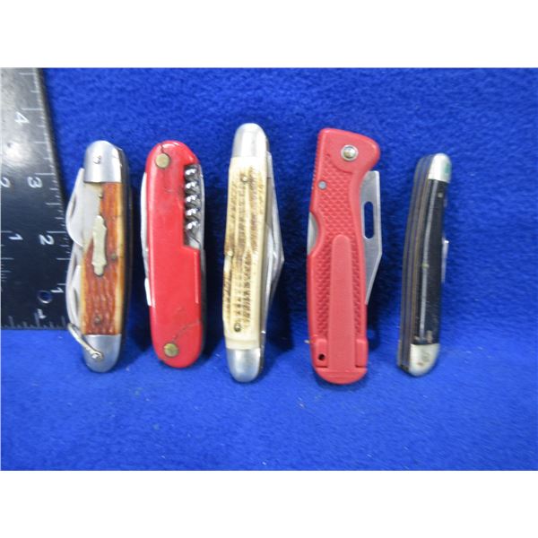 5 Folding Pocket Knives - 2 are Damaged