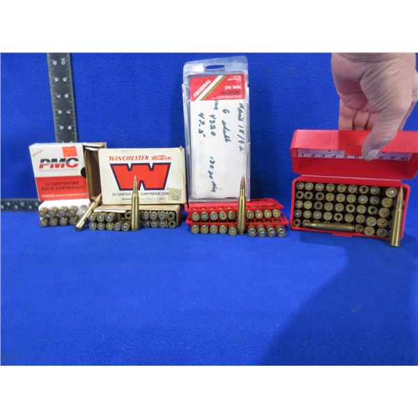 270 Win . Reloads - 30 Cartridges + 71 Brass
