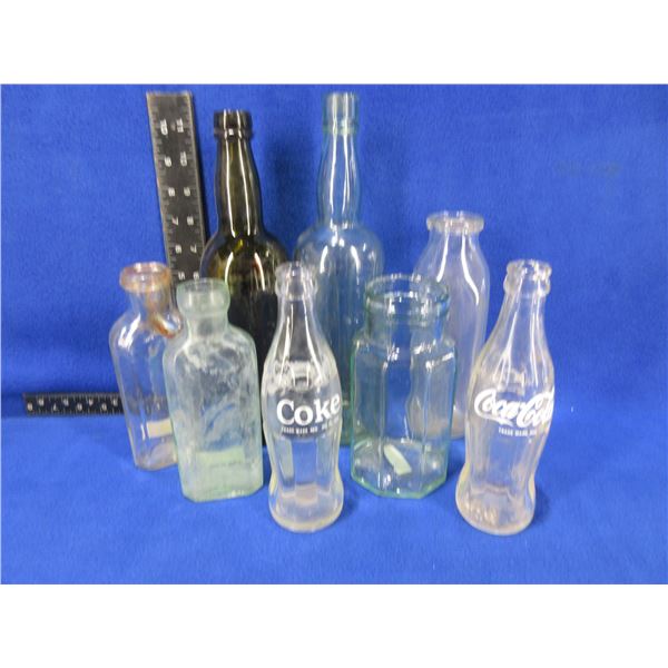 Lot of 8 Vintage Glass Bottles