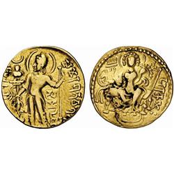 INDIAN COINS. GUPTA COINAGE. Samudragupta, c. 335-380. Dinar. AV 7.43 g. Standard type. Legend ar…