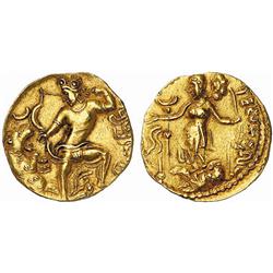 INDIAN COINS. GUPTA COINAGE. Samudragupta, c. 335-380. Dinar. AV 7.63 g. Tiger-slayer type. King …