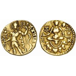 INDIAN COINS. GUPTA COINAGE. Chandragupta II, c. 380-414. Dinar. AV 7.73 g. Archer type. Legend a…