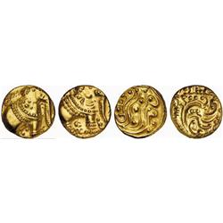 INDIAN COINS. POST-GUPTA. Western Gangas. Gajapati Pagodas (2), 10th - 11th Century. AV 3.88 g an…