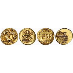 INDIAN COINS. POST-GUPTA. Vijayanagar. Krishnadevaraya, 1509-1529 AD. ½ Pagoda. AV 1.69 g. Seated…