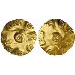 INDIAN COINS. POST-GUPTA. Eastern Chalukyas. Uniface Pagoda. AV 3.80 g. Uncertain ruler, c.10th C…
