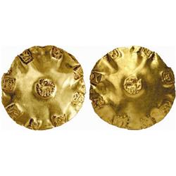 INDIAN COINS. POST-GUPTA. Eastern Chalukyas. Uniface Pagoda. AV 3.85 g. Uncertain ruler, c.10th C…