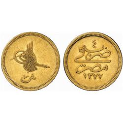 ISLAMIC. OTTOMAN. Abdul Aziz, 1277-1293 AH. 100 Qirsh. AV 8.48g. Misr. 1277h, year 4. Struck at P…
