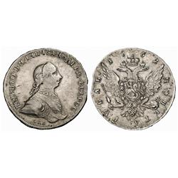 Russian Coins and Historical Medals. Peter III, 1762. Rouble 1762 ???-??. 23.34 gm. Edge-4. Bit 1…