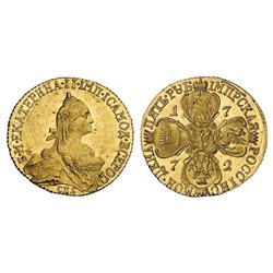 Russian Coins and Historical Medals. Catherine II, 1762-1796. 5 Roubles 1772. GOLD. 6.59 gm. Fr 1…