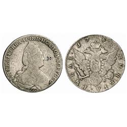 Russian Coins and Historical Medals. Catherine II, 1762-1796. Rouble 1783 ???-TI-??. 22.86 gm. Bi…
