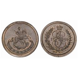 Russian Coins and Historical Medals. Catherine II, 1762-1796. Kopeck 1765. Novodel. Edge-1. Bit H…