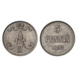 Russian Coins and Historical Medals. Russo-Finnish Coinage. 5 Pennia 1892. Bit 248, KM 11 About u…