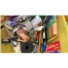 Image 8 : 3 TOTES OF ART SUPPLIES, PAINT, ETC