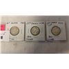 Image 2 : 3 CANADIAN SILVER 1950 25 CENTS - 1955, 1957, 1959,  .800 SILVER
