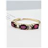 Image 2 : 10KT. YELLOW GOLD 4.9MM X 3MM NATURAL ENHANCED RUBY (0.96CTS) & WHITE SAPPHIRE RING, W/A $860.00, SI