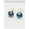 Image 2 : 14KT. YELLOW GOLD 5MM NATURAL BLUE TOPAZ EARRINGS, 1.15CTS, W/A $585.00