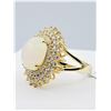 Image 2 : STERLING SILVER YELLOW GOLD TONE PLATED 12MM X 9.75MM NATURAL OPAL (4.38CTS) & CZ RING, W/A $1055.00