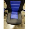 Image 2 : BRASSEX BLUE AND BLACK GAS LIFT GAMING CHAIR, RETAIL $229