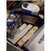 Image 8 : BOX AND BAG OF ESTATE GOODS, COLLECTOR PLATES, DOLL, WOOD CARVINGS, ETC