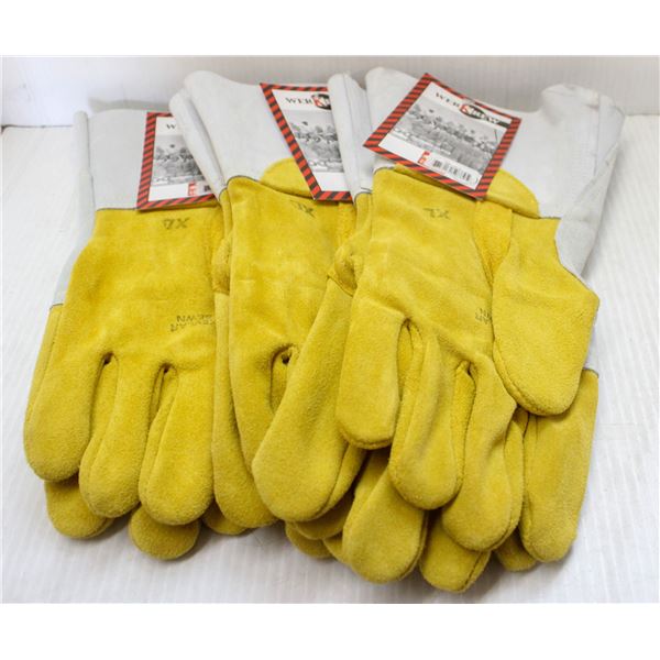 3 PK OF WERKREW KEVLAR WELDING GLOVES; SIZE  XL