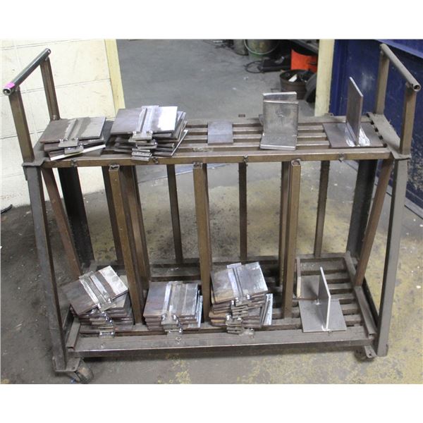 CUSTOM STEEL ROLLING RACK W/ ASSORTED STEEL