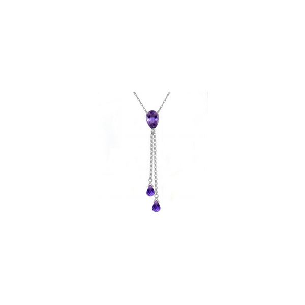 Genuine 3.75 ctw Amethyst Necklace 14KT White Gold - REF-23V5W