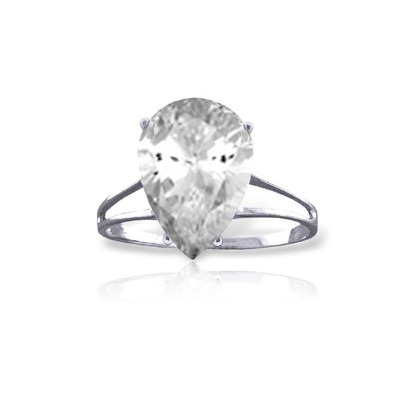 Genuine 5 ctw White Topaz Ring 14KT White Gold - REF-34K3V