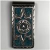 Image 1 : Money Clip with Carved Silver Front Inlay Aztec Design