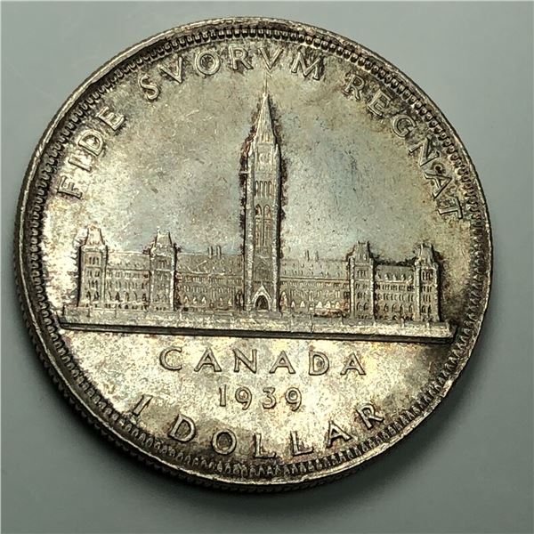 1939 King George VI Canadian Silver Dollar UNC DBL-HP