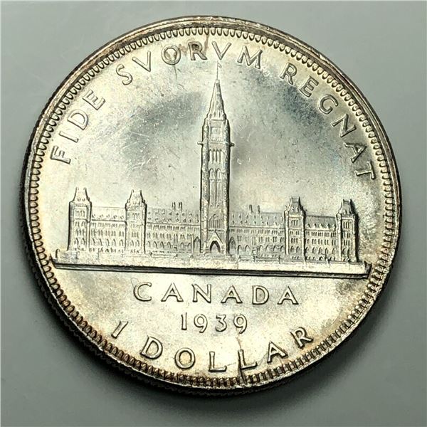 1939 King George VI Canadian Silver Dollar UNC
