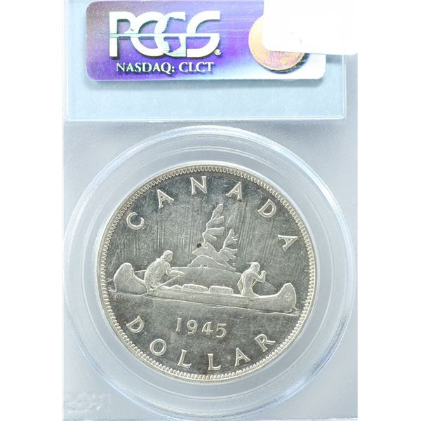 1945 King George VI Canadian Silver Dollar PCGS-AU55