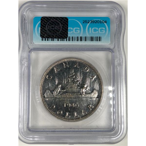 1946 King George VI Canadian Silver Dollar ICG AU-58 Choice